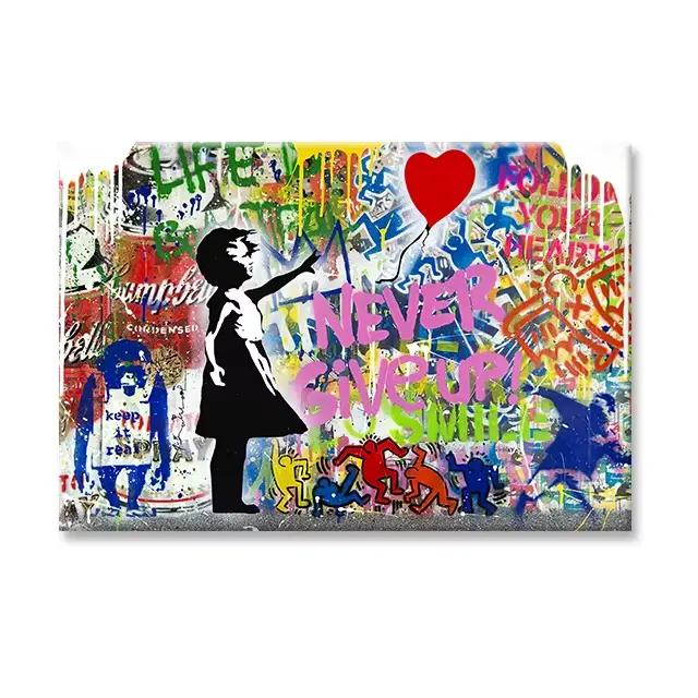 Banksy Street Wall Art Posters, Pop Graffiti Canvas Painting, Never Give Up, suivez vos rêves, Life 