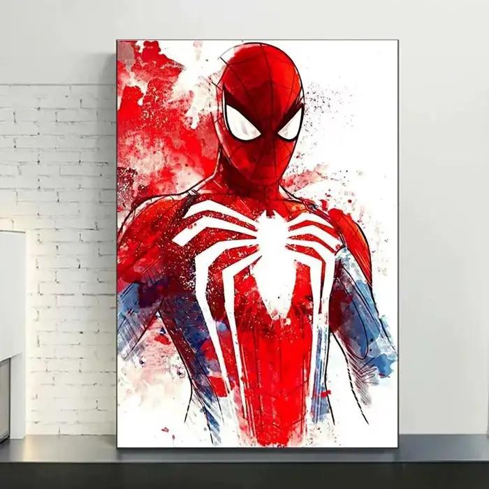 Affiches sur toile de super-héros Spiderman, peinture à l'aquarelle, film Marvel, décoration murale 