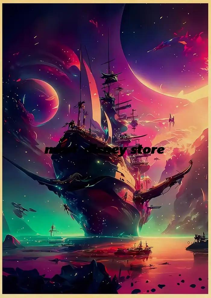 Affiches de bateau Pirate, papier Kraft nostalgique imprimé, décoration de Chambre, Streetwear, pièc