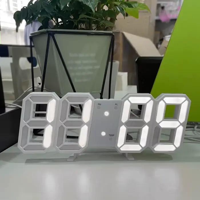 Horloge murale numérique 3D LED, mode Shoous, multifonctionnelle, créative, prise USB, électronique,