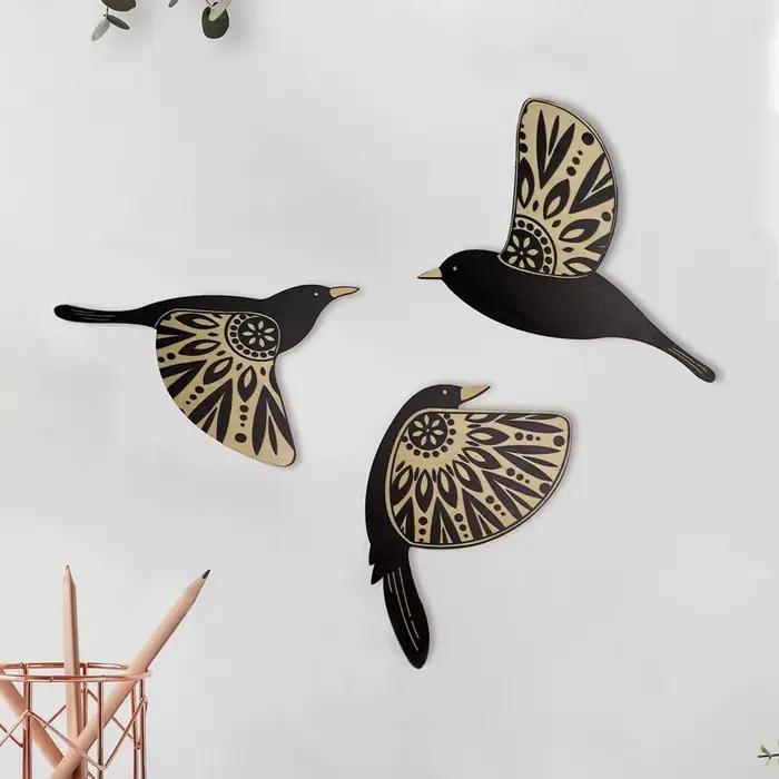 Décoration murale en bois d'oiseau noir, art vintage, gothique, décor à la maison, salon, décoration