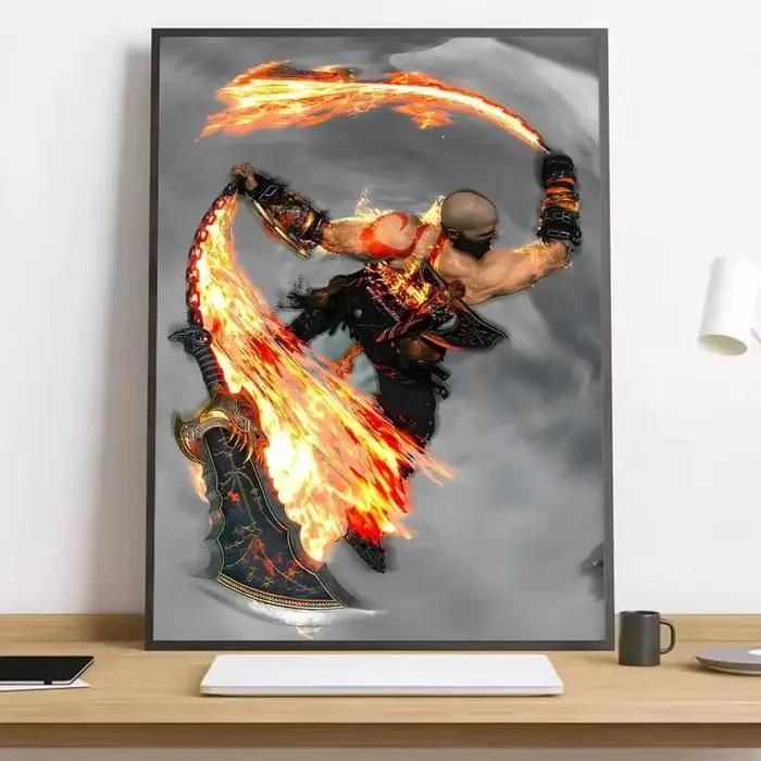 Affiche de peinture vintage classique inspirée de God of War Ragnarok : mur d'espace durable et impe