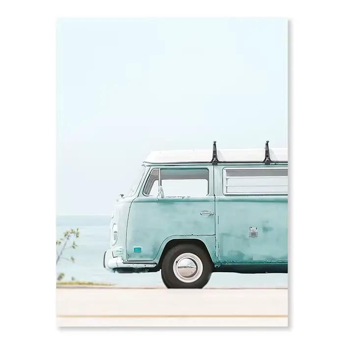 Tableaux sur toile murales sur le thème de la plage et de l'océan, affiches de bus avec palmiers et 