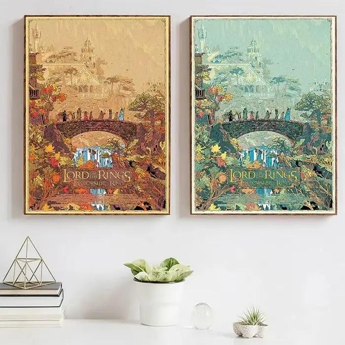 Affiches de peinture sur toile Vintage du seigneur des anneaux, imprimés de films d'art de voyage de