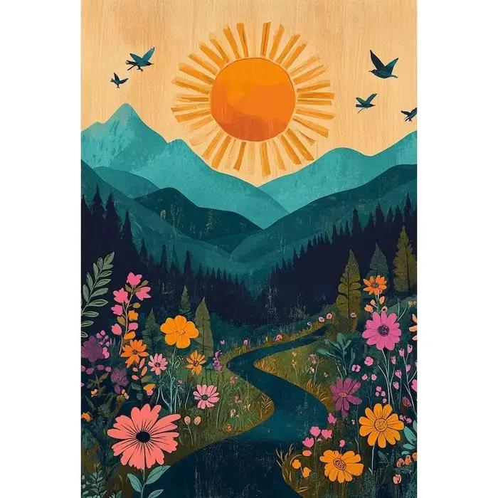 Peinture par numéros sur toile, paysage de montagne, artisanat, peinture à l'huile, décoration de ma