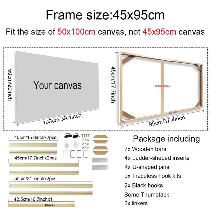 Cadres en bois pour toiles 45x95 50x100cm, cadres photo en bois, cadres pour peinture à l'huile, cad