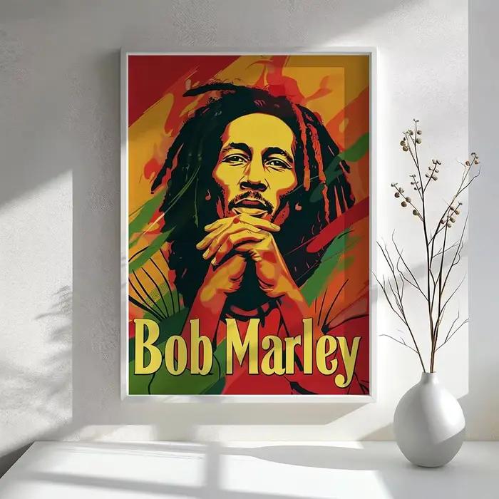 Affiche d'artiste de reggae B-Bob Marley, décoration murale polyvalente HD imperméable, auto-adhésiv