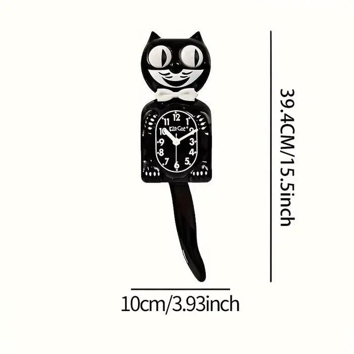 Horloge murale en forme de chat de dessin animé, horloge silencieuse 2D, queue oscillante, décoratio