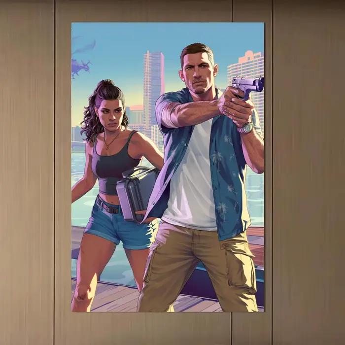 Affiche artistique et élégante du jeu G-Gta 6, décoration murale pour la maison, le bureau et la sal