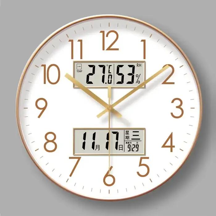 Horloge murale atomique moderne, température, calendrier numérique, analogique, silencieuse, horloge