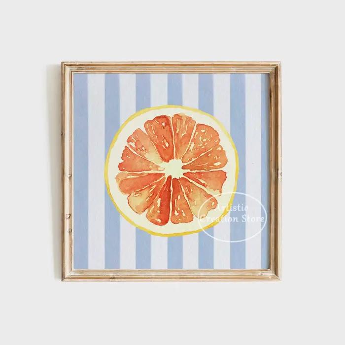 ChimColorful-Affiche de cuisine amusante, fruits, marché, orange, citron, peinture sur toile, art mu