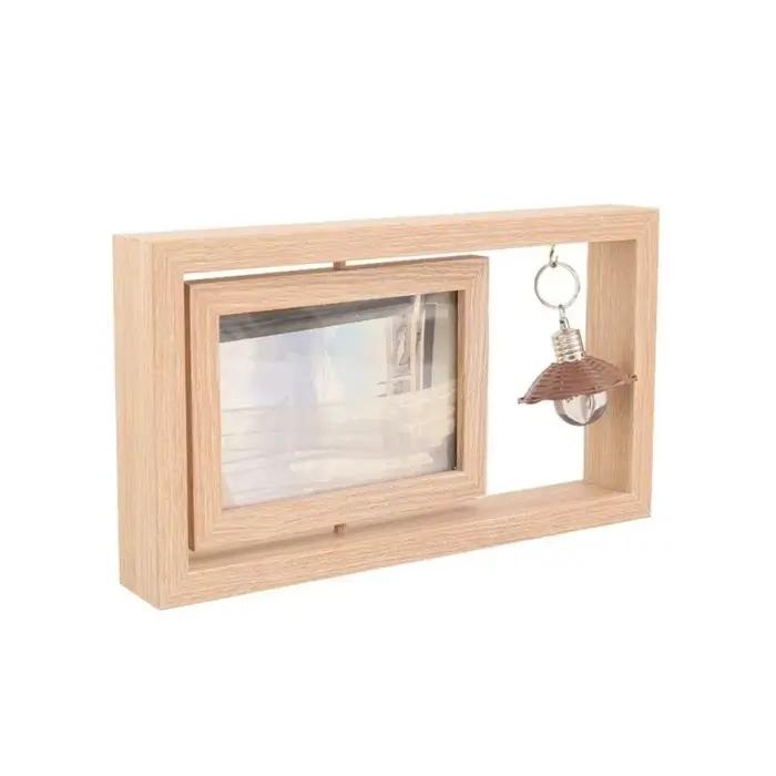 Cadre photo en bois double face rotatif, cadre photo créatif à bascule, cadre décoratif carré creux,