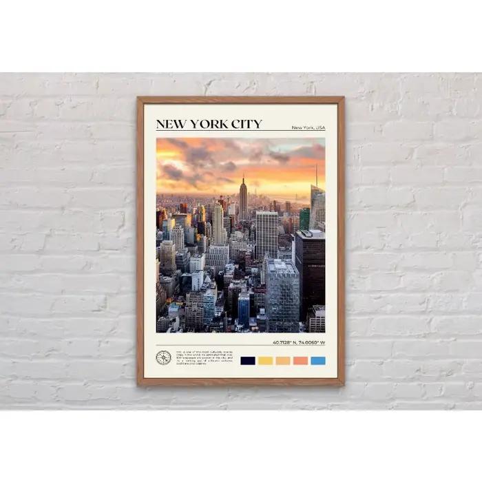 Affiche photo réelle de paysage de la ville de New York aux États-Unis, impression sur toile, peintu