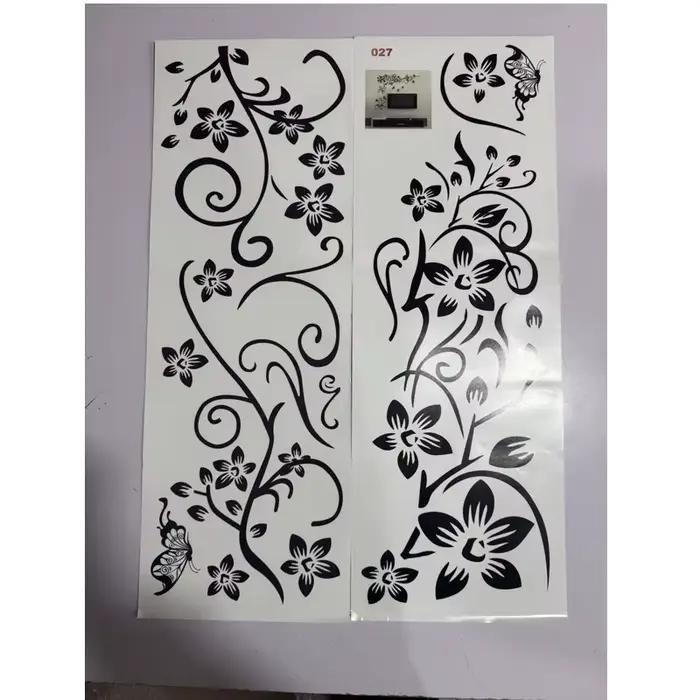Autocollants muraux en vinyle auto-adhésifs, vignes à fleurs noires, papillons, pour la maison occid