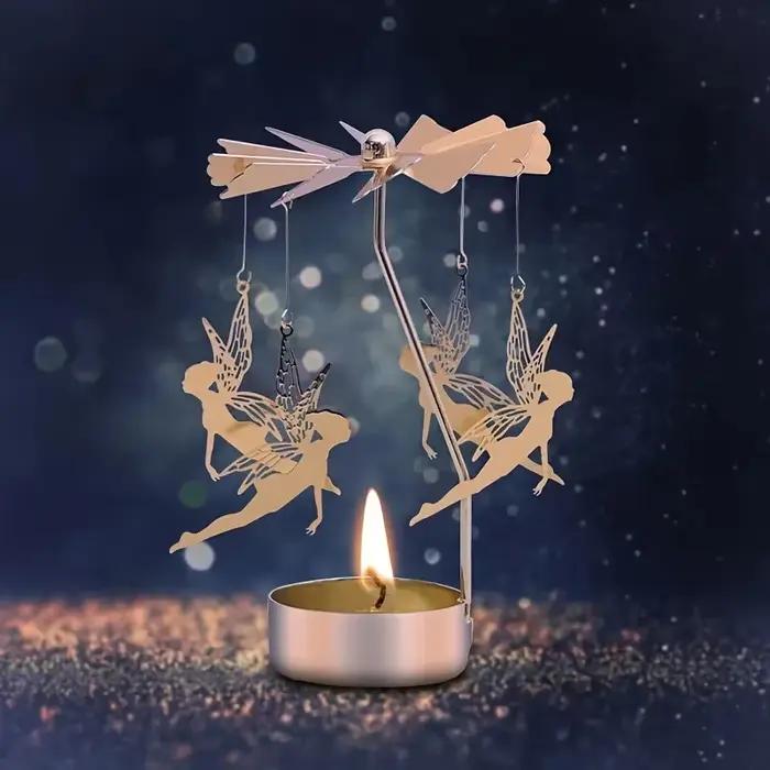 Bougeoir rotatif à chaud en métal, porte-bougie de Noël, fête de mariage, cadeau de décoration, QueP