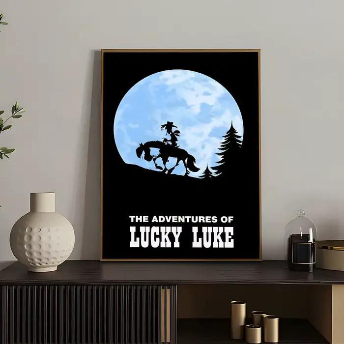 Affiche de dessin animé l-Lucky Luke, polyvalente, HD, étanche, décor mural auto-adhésif pour n'impo