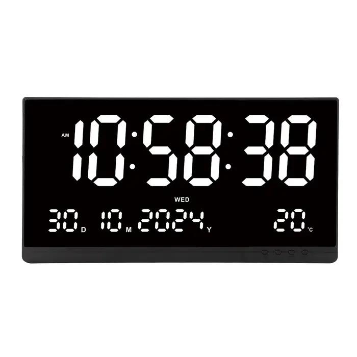 Grande horloge murale numérique de 21 pouces, alimentée par USB, calendrier du temps, 12/24 heures, 
