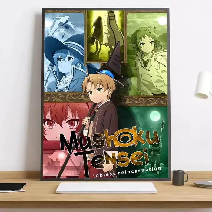 Mushoku Tensei réincarnation sans emploi peinture calligraphie HD toile affiche salon chambre bar dé