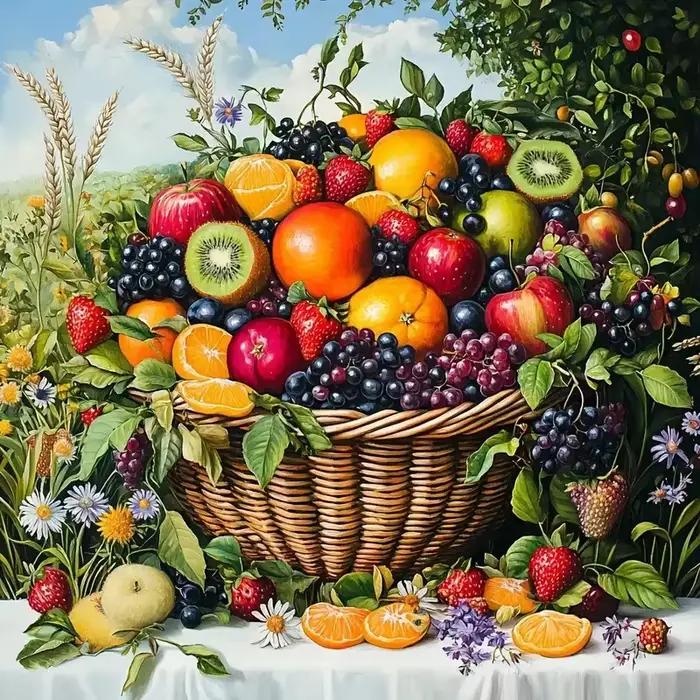 Peinture Diamant Panier de Fruits Nature Morte Élégante sur Toile Kits de Broderie Diamant 5D DIY Mo