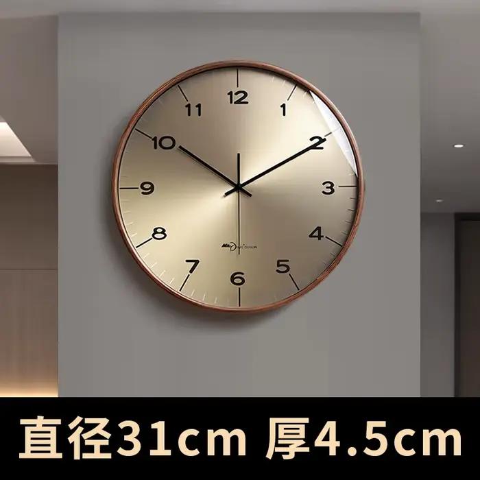 Horloge murale en bois massif simple moderne, salon, décoration murale domestique, nouveau