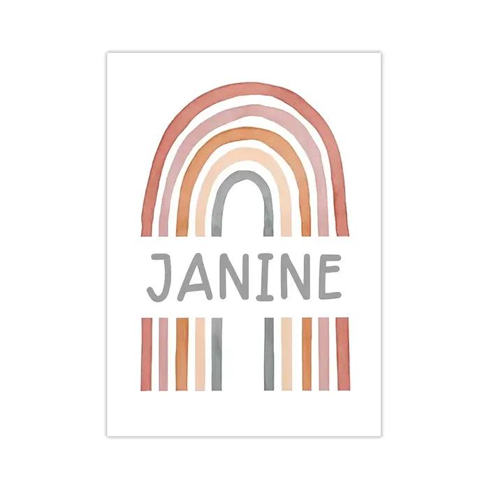 Affiche en Toile Arc-en-ciel Personnalisée avec Nom, Décor avec Nministériels d Papillon Rose pour C