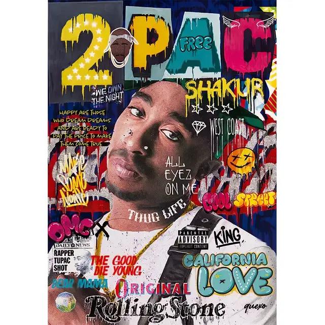 Pop rappeur – toile d'art Graffiti 2PAC, affiches et imprimés de Style Magazine, images murales pour