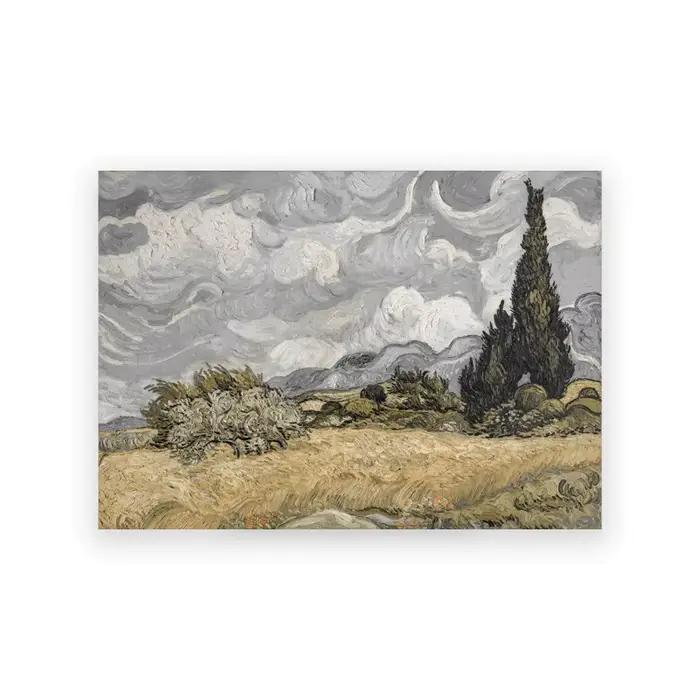 Toile de peinture à l'huile Vintage de paysage d'été, affiche de printemps neutre, galerie murale im
