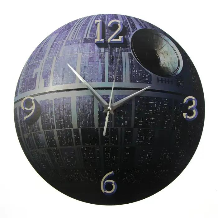 Horloge murale 3D à motif d'étoiles de la mort, horloge murale de planète sans tic-tac, décoration d
