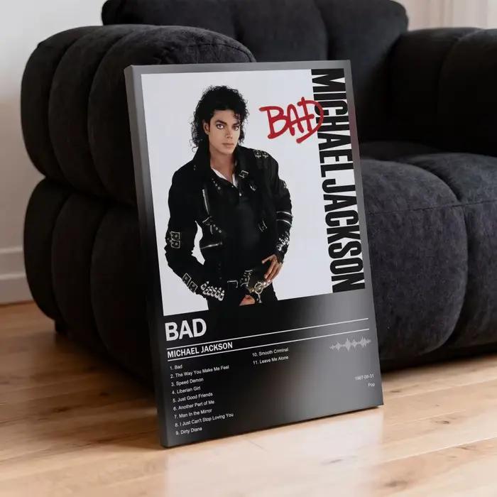 Peinture Calligraphique Michael Jackson Thriller avec Cadre Intérieur, Art de Couverture d'Album, Dé