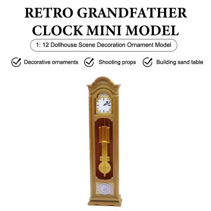 Horloge à pendule rétro pour maison de poupée 1/12, modèle d'horloge à pendule, décoration de salon 