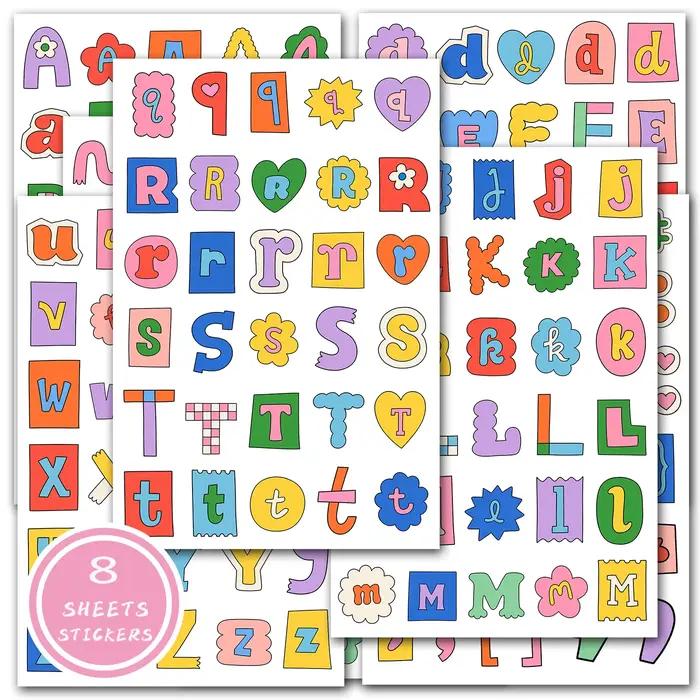 Étiquette autocollante avec symboles de l'alphabet, étiquette décorative en matériel de Collage pour