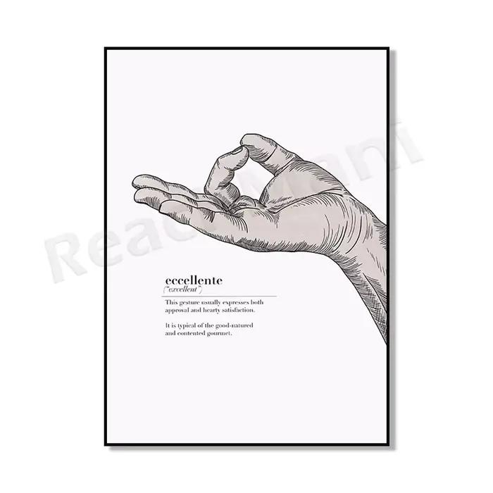 Impression italienne, gestes de mains italiennes, minimalisme moderne, affiche de décoration murale 