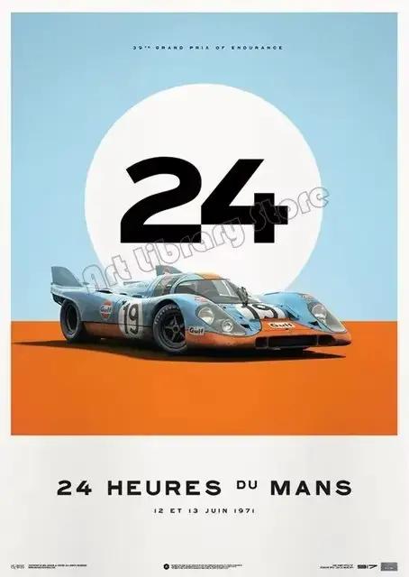 Affiche murale rétro de voiture classique, 24 heures de Le Mans, course de résistance mondiale, imag