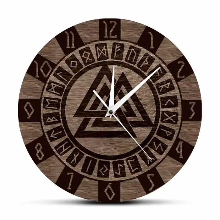 Horloge murale nordique Valknut, symbole et Runes, Design moderne, amulette à motif celtique, décora