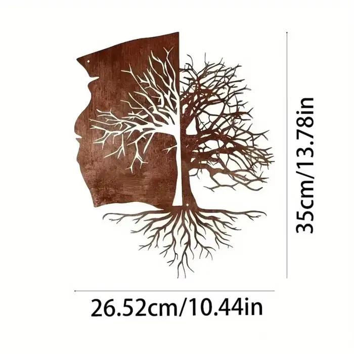 Décoration murale arbre de vie 1 pièce, œuvre d'art en métal rouille, Style moderne pour salon, Pati