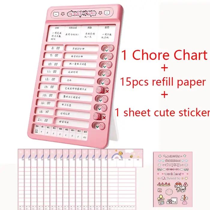 Tableau des tâches pour enfants Tableau de routines quotidien avec carte vierge Autocollant mignon T