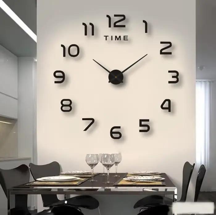 Horloge Murale Grande Taille Design Moderne 2026, Horloge à Quartz 3D DIY, Autocollants Miroir Acryl