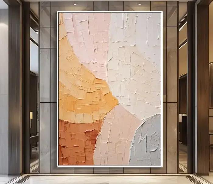Peinture à l'huile sur toile à texture abstraite, art minimaliste, grande décoration murale dorée, p