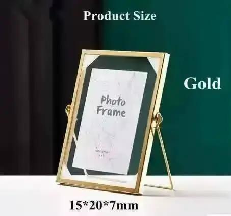 Cadre photo en verre de 6 pouces, collection simple, support flottant en métal avec couvercle en ver