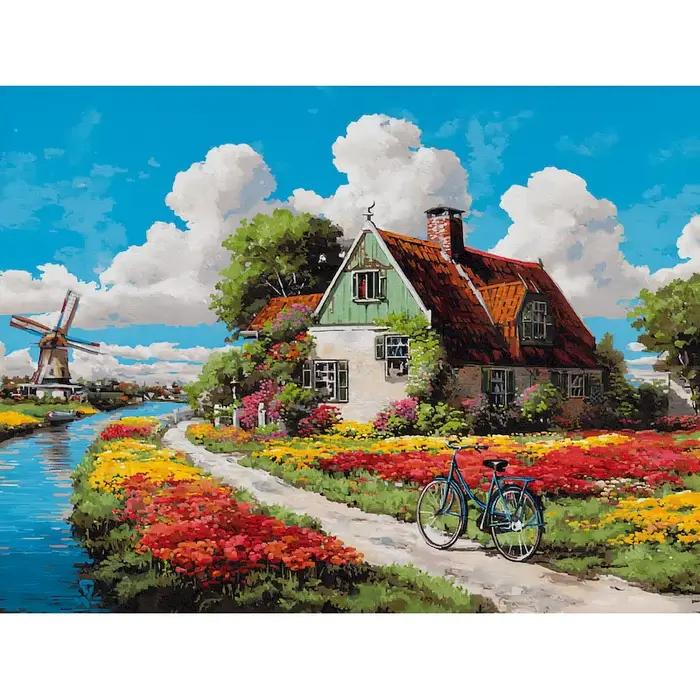 GATYZTORY Peinture par numéros de paysage de maison, tableau peint à la main, peinture de paysage, i