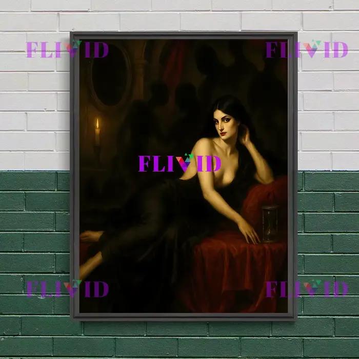 Art mural de déesse Lilith, décor mural gothique de puissance féminine foncée, nuit de sorcière éthé