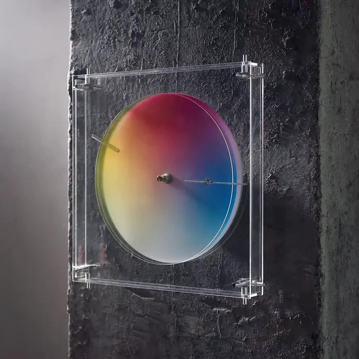 Horloge murale nordique arc-en-ciel tricolore, décoration silencieuse, ornement de bureau, décoratio