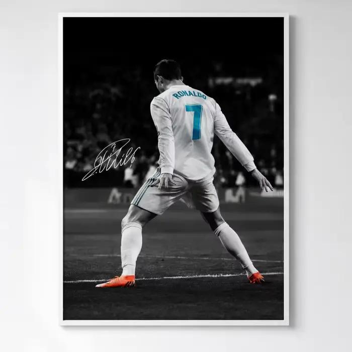 Affiche murale vintage esthétique avec portrait de joueur de football, impression sur toile nordique