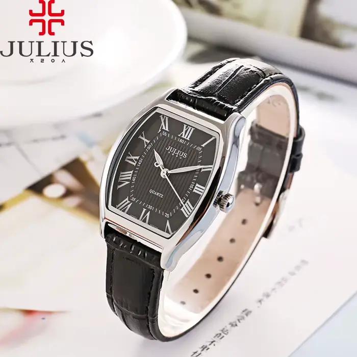 Horloge à Quartz japonaise en cuir véritable, rétro, classique, montre pour hommes, montre pour femm