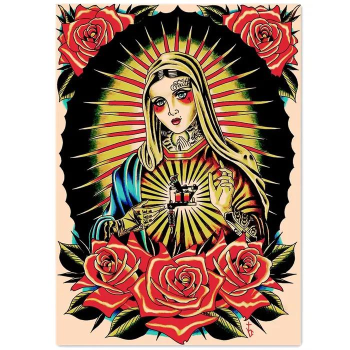 Affiches et imprimés d'art de tatouage créatif de la vierge marie, peinture en papier Kraft Vintage,
