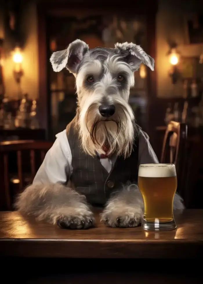 Affiche de chien mignon dans le pub, peinture sur toile, animaux, bière, art mural, chambre, décorat