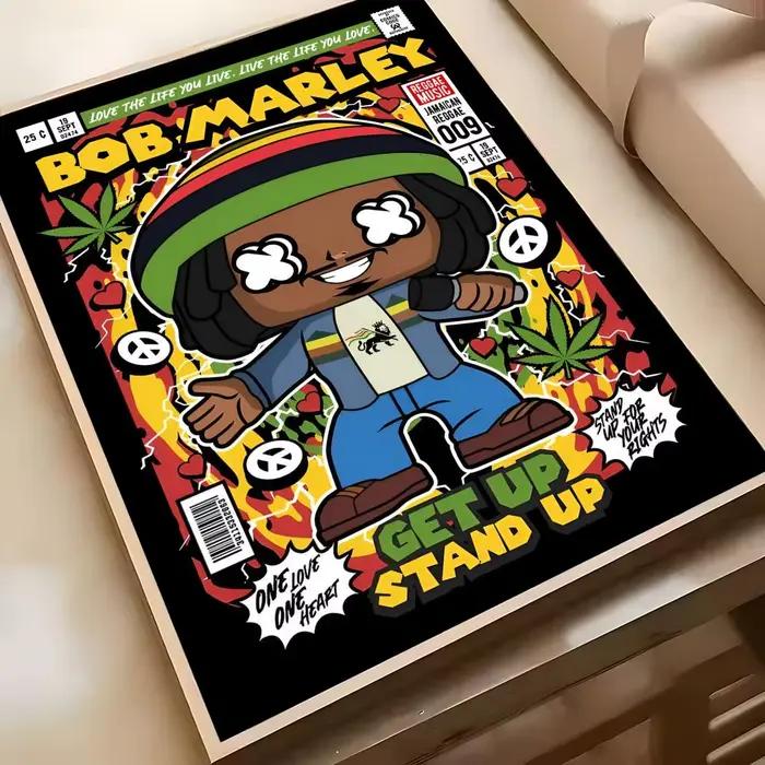 Affiche de chanteur b-bob m-m-marley, autocollant d'art mural HD étanche, décor esthétique auto-adhé