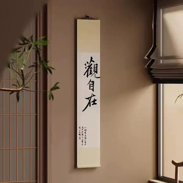 Peinture sur rouleau Zen pour salon de thé, nouvelle décoration murale d'art calligraphique de style