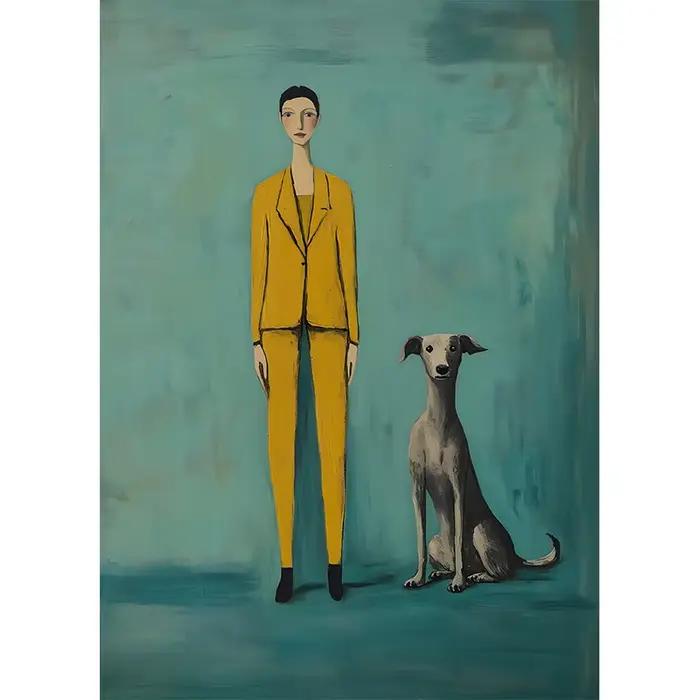 Affiches et tableaux sur toile colorés et tendance, style rétro abstrait années 60, femme et oie, po