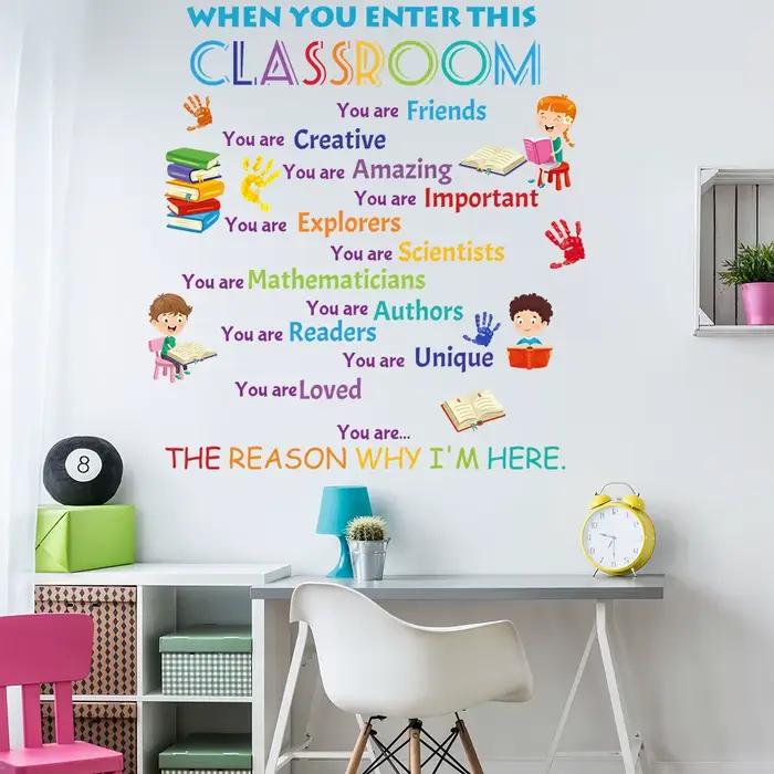 Stickers muraux inspirants avec lettres anglaises colorées, décoration de la maison intéressante dan